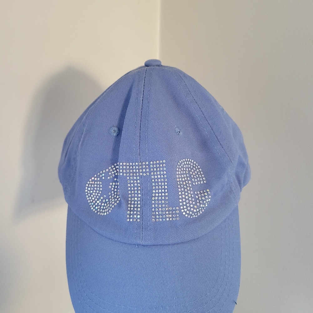 TLC Total Life Changes Blinged Baseball Cap Periwinkle Blue &  Crystals